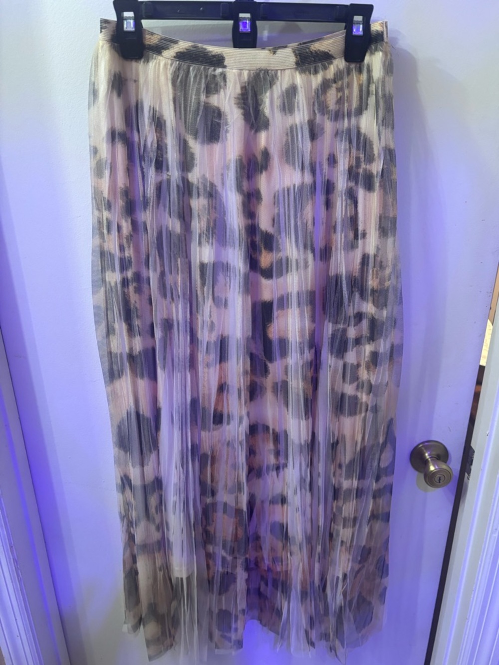 Pleated Animal Print Maxi Skirt - Beige and Black